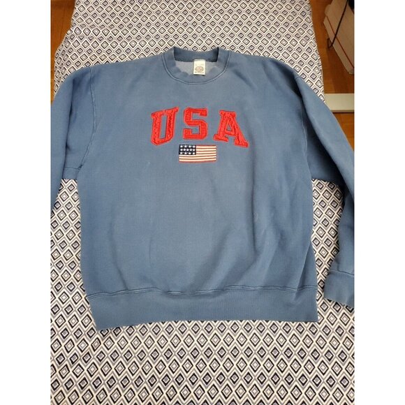 Vintage USA 90s Blue Sweater Men's Size XL American Flag - Picture 14 of 16